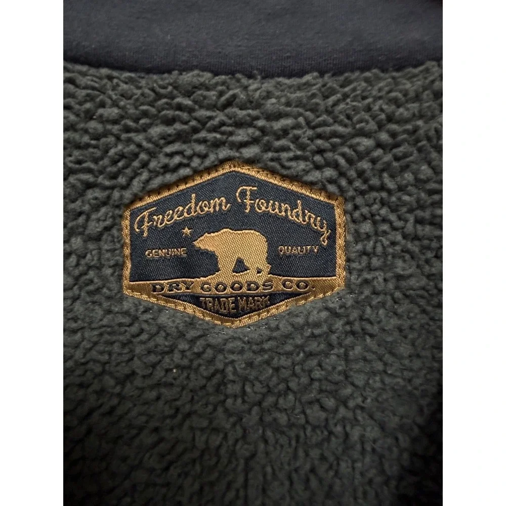 Freedom Foundry Mens Waffle Knit Sherpa Lined Shirt Jacket Blue Medium